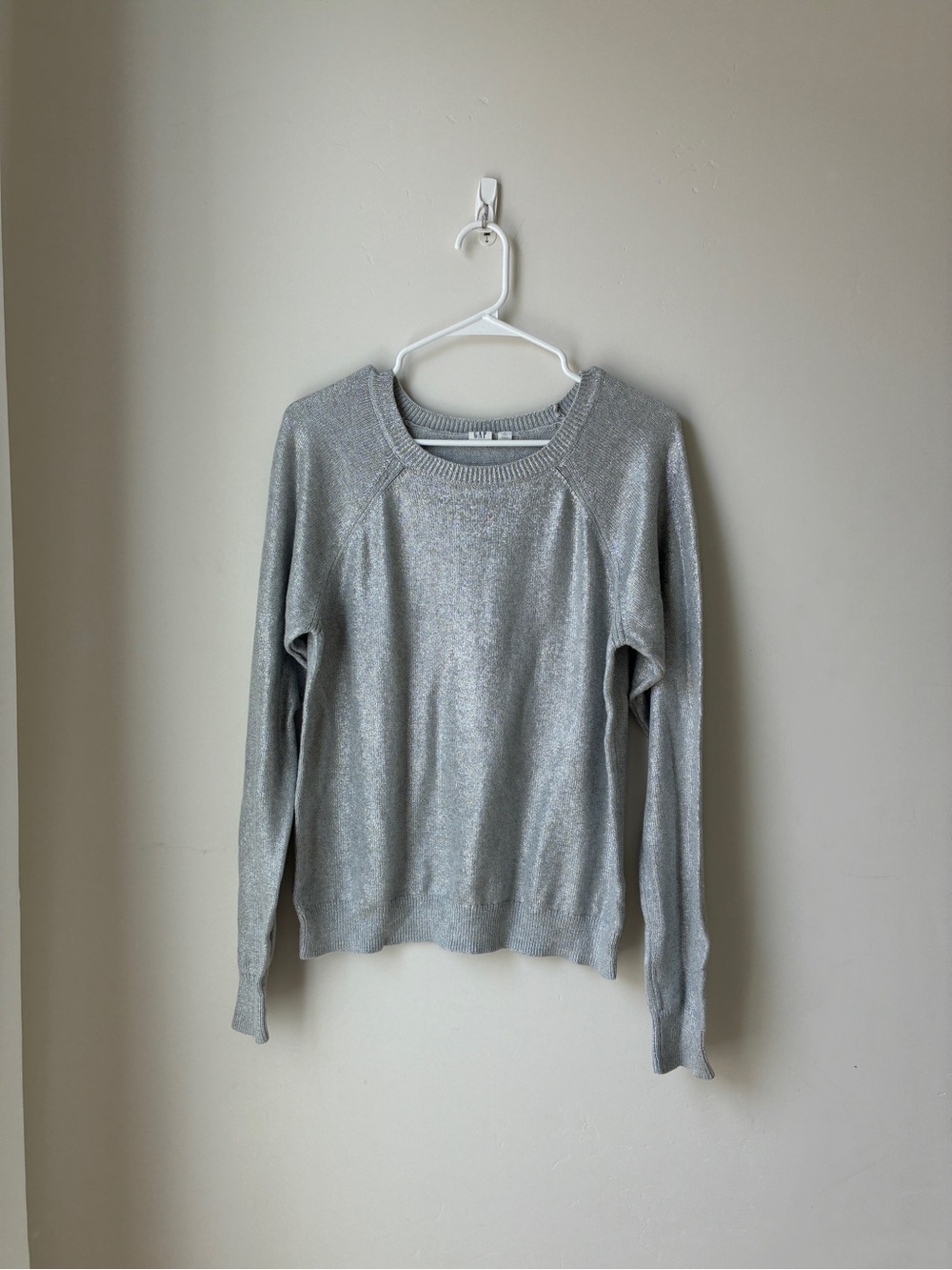 GAP Silver Shimmer Crewneck Sweater